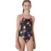Maru - Comb Jellies Ecotech Sparkle Fly Back Girls Swimsuit - Black/Multi -Funky Trunks Store Maru Comb Jellies Ecotech Sparkle Fly Back Black Multi 1
