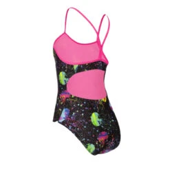 Maru - Comb Jellies Ecotech Sparkle Fly Back Girls Swimsuit - Black/Multi -Funky Trunks Store Maru Comb Jellies Ecotech Sparkle Fly Back Black Multi 4