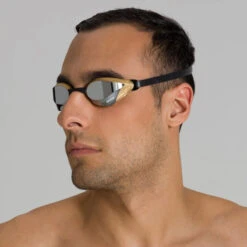 Arena - Cobra Core Swipe Mirror Goggle - Silver/Gold -Funky Trunks Store arena cobra core swipe mirror goggle silver gold 3