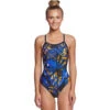Dolfin - XtraSleek Eco Torrent V-2 Back Swimsuit (Blue/Gold) -Funky Trunks Store dolfin blue gold torrent v back 175 ladies one piece swimsuit 1