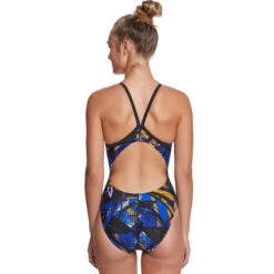 Dolfin - XtraSleek Eco Torrent V-2 Back Swimsuit (Blue/Gold) -Funky Trunks Store dolfin blue gold torrent v back 175 ladies one piece swimsuit 3