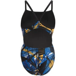 Dolfin - XtraSleek Eco Torrent V-2 Back Swimsuit (Blue/Gold) -Funky Trunks Store dolfin blue gold torrent v back 175 ladies one piece swimsuit 5