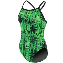 Dolfin - XtraSleek Eco Jolt V-2 Back Swimsuit - Green -Funky Trunks Store dolfin jolt vb green ladies one piece swimsuit 4