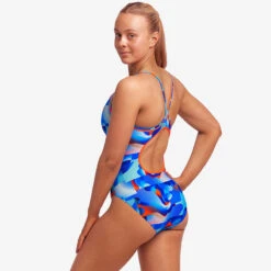 Funkita - Battle Blue - Ladies Diamond Back One Piece -Funky Trunks Store funkita battle blue ladies diamond back one piece 4