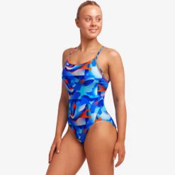 Funkita - Battle Blue - Ladies Diamond Back One Piece -Funky Trunks Store funkita battle blue ladies diamond back one piece 5