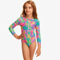 Funkita - Jungle Party - Toddler Girls Sun Cover One Piece -Funky Trunks Store funkita jungle party toddler girls sun cover one piece 4