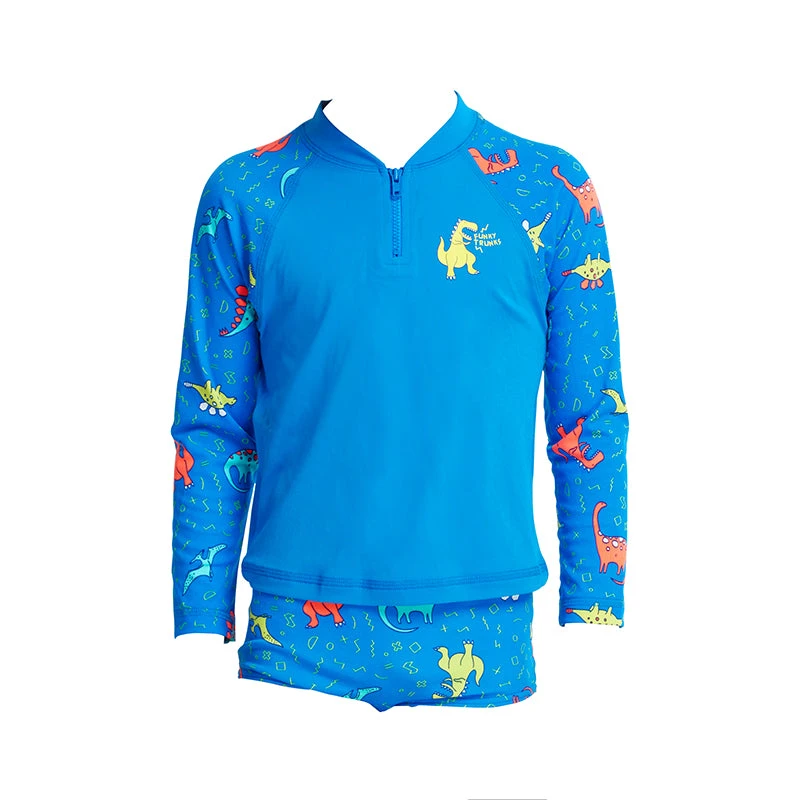 Funky Trunks - Dino Soup - Toddler Boys Zippy Rash Vest 4 Funky Trunks - Dino Soup - Toddler Boys Zippy Rash Vest - Image 2
