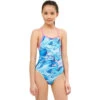 Maru - Marble Run Ecotech Sparkle Fly Back Girls Swimsuit - Blue/Pink -Funky Trunks Store maru girls marble run ecotech sparkle fly back blue pink 1