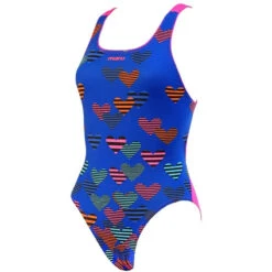 Maru - Heartfelt Pacer Auto Back Girls Swimsuit - Blue/Pink -Funky Trunks Store maru heartfelt pacer auto back girls one piece swimsuit blue pink 3