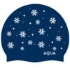 Aqua Navy Snowflakes - Silicone Swim Hat -Funky Trunks Store navy snowflakes silicone swim hat
