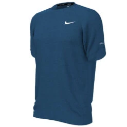 Nike - Heather Short Sleeve Hydroguard (DK Marina Blue) -Funky Trunks Store nike heather short sleeve hydroguard dk marina blue 3