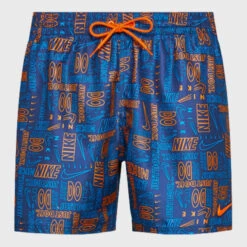 Nike - Men's Swim Logo Mash-up 5" Volley Short (Midnight Navy) -Funky Trunks Store nike mens swim logo mash up 5 volley short midnight navy 6