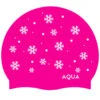 Aqua Pink Snowflakes - Silicone Swim Hat -Funky Trunks Store pink snowflakes silicone swim hat