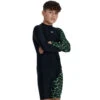 Speedo - Boys Long Sleeve Printed Rash Top - Black/Green -Funky Trunks Store speedo boys long sleeve printed rash top black green 1