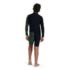 Speedo - Boys Long Sleeve Printed Rash Top - Black/Green -Funky Trunks Store speedo boys long sleeve printed rash top black green 3