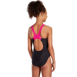 Speedo - Girl's Boom Splice Muscle Back Swimsuit - Black/Electric Pink -Funky Trunks Store speedo girls boom splice muscle back swimsuit black electric pink 3