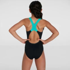 Speedo - Girls Digital Placement Splashback Swimsuit - Black/Green -Funky Trunks Store speedo girls digital placement splashback swimsuit black green 5
