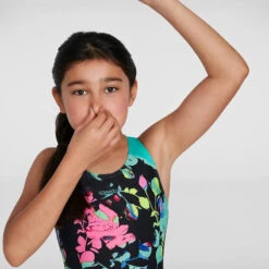 Speedo - Girls Digital Placement Splashback Swimsuit - Black/Green -Funky Trunks Store speedo girls digital placement splashback swimsuit black green 7