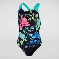 Speedo - Girls Digital Placement Splashback Swimsuit - Black/Green -Funky Trunks Store speedo girls digital placement splashback swimsuit black green 9