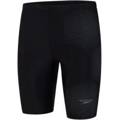 Speedo - Hexagonal Tech Placement Jammer - Black/Grey -Funky Trunks Store speedo hexagonal tech placement jammer black grey 2