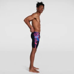 Speedo - Mens Allover Digital V-Cut Jammer - Black/Red -Funky Trunks Store speedo mens allover digital v cut jammer black red 4
