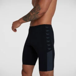 Speedo - Mens Boom Logo Splice Jammer - Black/Grey -Funky Trunks Store speedo mens boom logo splice jammer black grey 8
