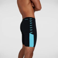 Speedo - Mens Boom Logo Splice Jammer - Black/Light Blue -Funky Trunks Store speedo mens boom logo splice jammer black light blue 6