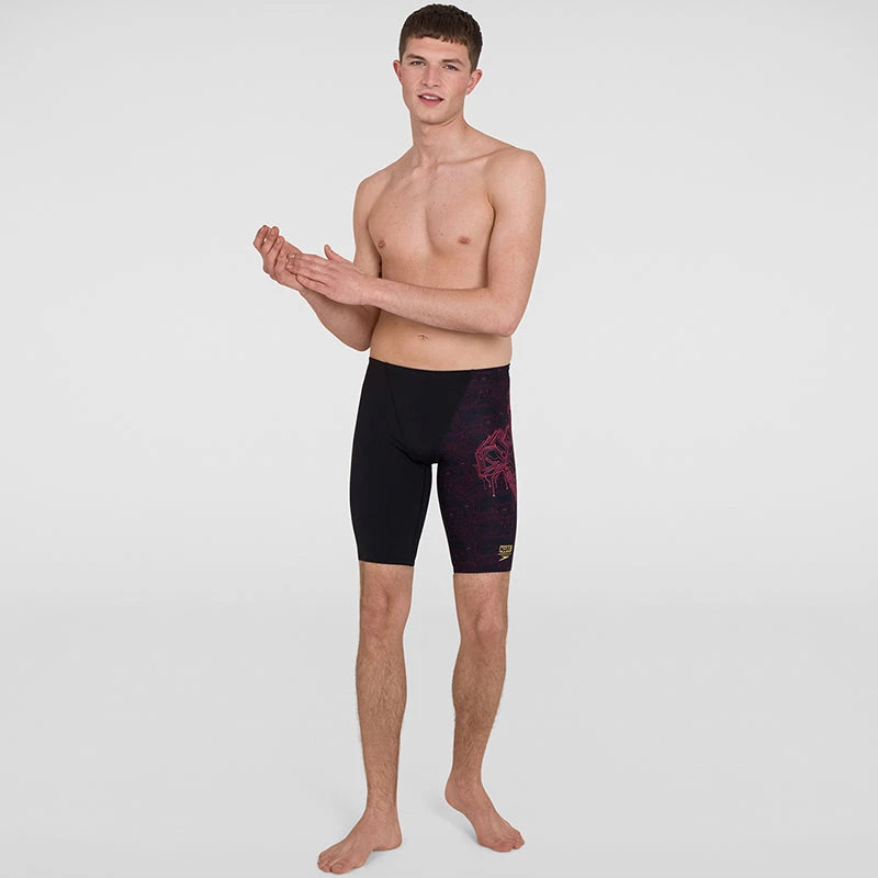 Speedo - Men's Marvel Placement V-Cut Jammer - Black/Red 5 Speedo - Men's Marvel Placement V-Cut Jammer - Black/Red - Image 3