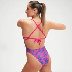 Speedo - Womens Bondi Night Floral Allover Digital Tie Back Swimsuit - Blue/Pink 12 Speedo - Womens Bondi Night Floral Allover Digital Tie Back Swimsuit - Blue/Pink -Funky Trunks Store speedo womens bondi night floral allover digital tie back swimsuit blue pink 3