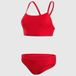 Speedo - Women's Eco Endurance+ Thinstrap Bikini 2Piece - Red -Funky Trunks Store speedo womens eco endurance thinstrap bikini 2piece red 7