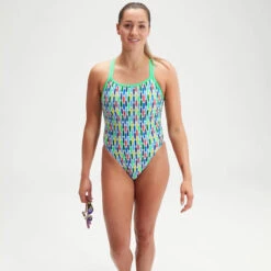 Speedo - Womens Surfboard Print Allover Digital Starback Swimsuit - Green/White -Funky Trunks Store speedo womens surfboard print allover digital starback swimsuit green white 4