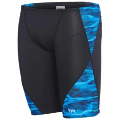 TYR - Men’s Lambent Blade Splice Jammer Swimsuit - Blue -Funky Trunks Store tyr men s lambent blade splice jammer swimsuit blue 3