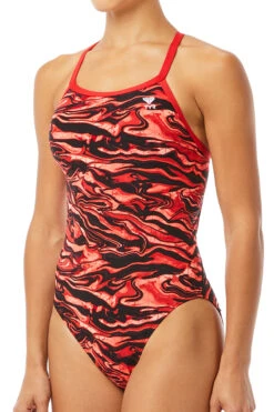 TYR - Miramar Diamondfit Ladies Swimsuit - Red -Funky Trunks Store tyr miramar diamond fit durafast elite one piece swimsuit red 610 7