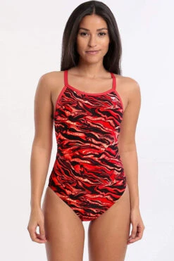 TYR - Miramar Diamondfit Ladies Swimsuit - Red -Funky Trunks Store tyr miramar diamond fit durafast elite one piece swimsuit red 610 9