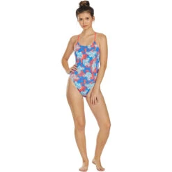 TYR - Tortuga Cutoutfit Ladies Swimsuit - Teal/Multi -Funky Trunks Store tyr tortuga cutoutfit ladies swimsuit teal multi 5