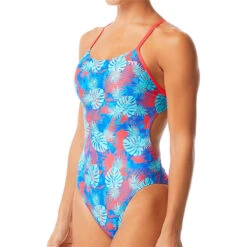 TYR - Tortuga Cutoutfit Ladies Swimsuit - Teal/Multi -Funky Trunks Store tyr tortuga cutoutfit ladies swimsuit teal multi 6