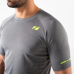 Zone3 - Men's Power Burst T-Shirt - Grey/Neon Yellow -Funky Trunks Store zone3 mens power burst t shirt grey neon yellow 3